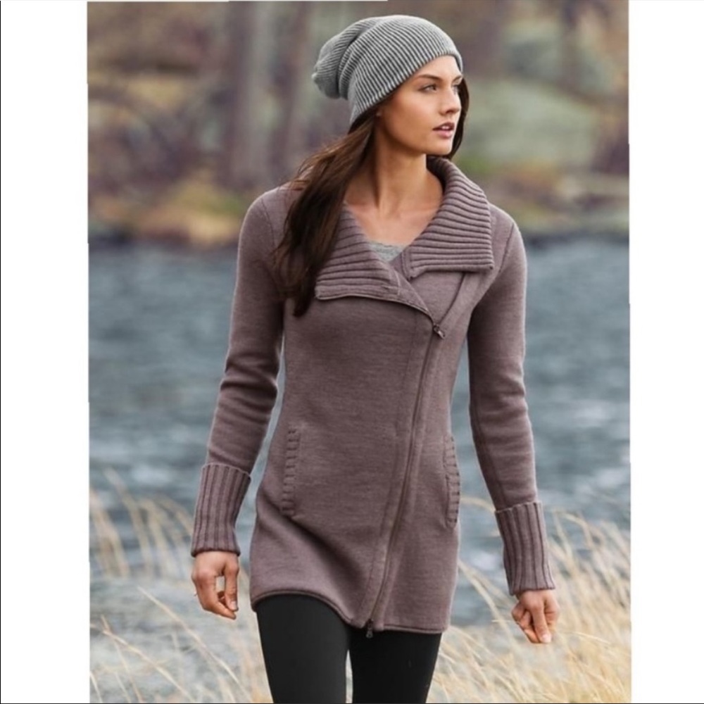 Athleta Chill Factor Asymmetrical Long Cardigan Sweater Sz Medium